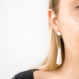 Vintage Enamel White Drop Earrings